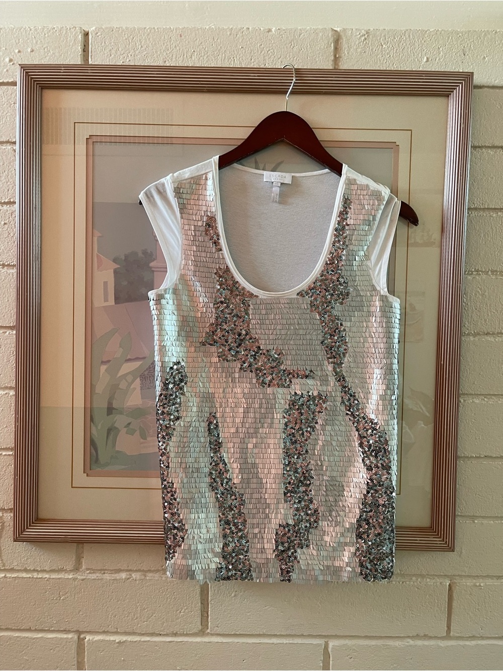 Escada Sport Sequin Tank Top in Silver